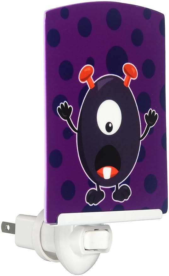 Caroline's Treasures BB7002CNL Little Monster Grape Gordo Ceramic Night Light Compact, UL-Certified, Ideal for Bedroom, Bathroom, Nursery, Hallway, Kitchen, 6x4x3, Multicolor