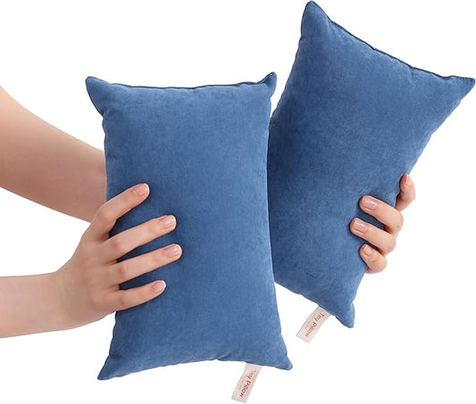 BEDSUM 2 Pack Tiny Pillows, 11"x7" Microfiber Mini Pillows for Travel, Pets, Soft and Machine Washable Small Pillows for Neck, Wrist, and Knee Comfort, Denim Blue