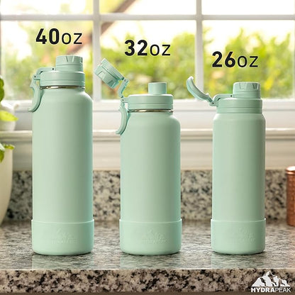 Hydrapeak 26oz Sport Insulated Water Bottle with Chug Lid, Leak & Spill Proof, Keeps Drinks Cold for 24 Hours, Hot for 12 Hours, Premium Stainless Steel Water Bottles (26oz, Blush)