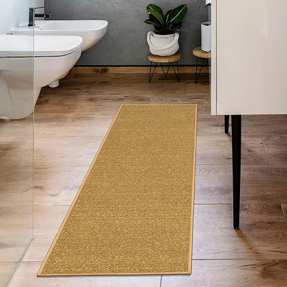 Machine Washable Modern Solid Design Non-Slip Rubberback 2x5 Traditional Runner Rug for Hallway, Kitchen, Bedroom, Entryway, 20" x 59", Beige