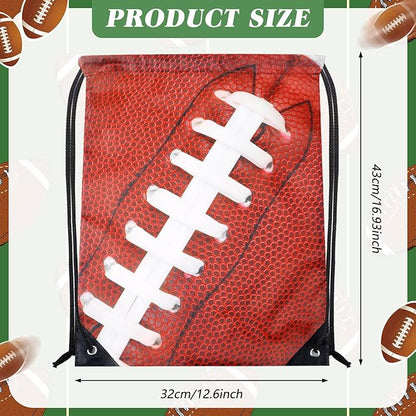 20 Pack Cups with Lid and Straw 14.2 oz Reusable Tumbler Clear Plastic Drinking Cups with 20 Pack Drawstring Bag for Birthday School Sport Decorations Party Supplies (Football)