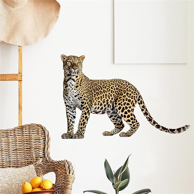 Lifelike Cheetah Wall Decal 3D Animals Wall Sticker Safari Wall Decor for Nursery Kid'sroom School Classroom Livingroom Bedroom Bathroom Decoration (Lifelike Cheetah 2)