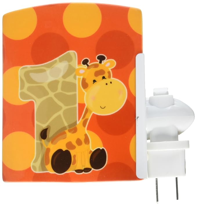 Caroline's Treasures BB9008CNL Zoo Month 1 Giraffe Ceramic Night Light Compact, UL-Certified, Ideal for Bedroom, Bathroom, Nursery, Hallway, Kitchen, 6x4x3, Multicolor