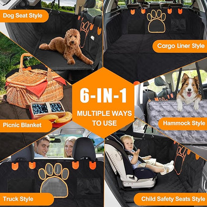 2024 Upgraded Dog Car Seat Cover,Back Seat Extender with Hard Bottom(Holds 480lb),Prevent Dog Falls,Wear-Resistant and Waterproof,Can accommodate 4 Dogs at The Same time.