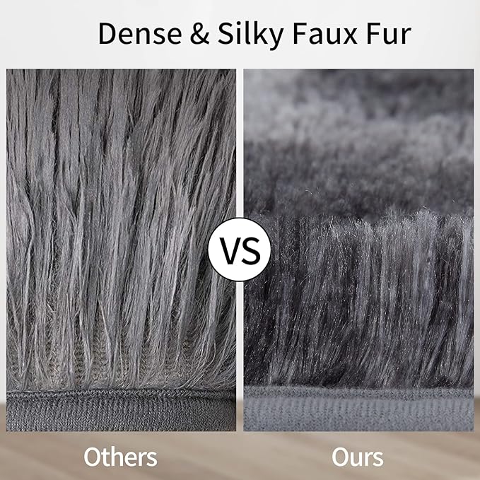 Fluffy Area Rugs for Bedroom, Super Soft Shaggy Rug 5 x 8 ft, Plush Furry Indoor Modern Floor Carpet for Nursery Room Teen Kids Room Home Office Decor, Non Slip Rug, Tie-Dyed Dark Grey