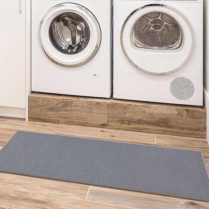 Machine Washable Modern Solid Design Non-Slip Rubberback 3x10 Traditional Runner Rug for Hallway, Kitchen, Bedroom, Living Room, 2'7" x 9'10", Gray