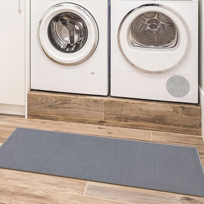 Machine Washable Modern Solid Design Non-Slip Rubberback 3x10 Traditional Runner Rug for Hallway, Kitchen, Bedroom, Living Room, 2'7" x 9'10", Gray