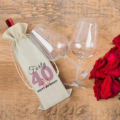40th Birthday Gift for Women Men Wine Bag Funny 40th Milestone Gift Turning 40 Years Old Gift for Friends Drawstring Wine Wrap Bag Christmas Happy Birthday Gift for Mom Aunt Sister Wine Gift Bag