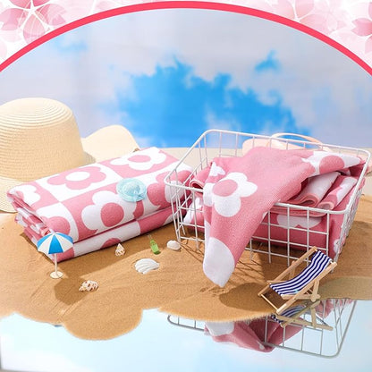 2 Pcs Flower Kids Hooded Bath Towel 50 x 30 Kids Hooded Beach Bath Towels Pink Microfiber Girls Bath Towels Pool Beach Towel Wrap for 3-12 Years Girls Toddlers Swimming Cover up 2 Design