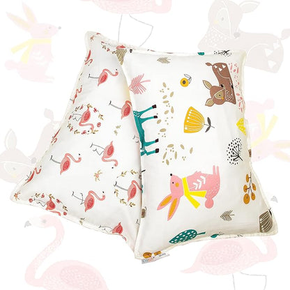 ALVABABY Toddler Pillowcases Fits 13 x 18inch,12x 16inch Kids Pillow for Sleep 2 Pack Cotton Baby Children Pillow Cover Envelope Travel Pillowcases Rabbit Flamingo 2TPW08