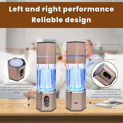 Portablely Hydrogen Generator Water Bottle,Drinking Hydrogen Water Generator, Hydrogen Rich water Generator bottle for Outdoor Sports（champagne, zbfC1champagne