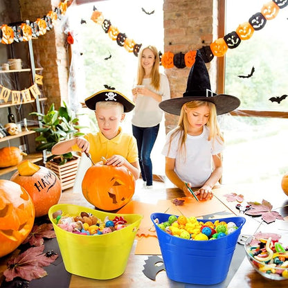 6 Pieces Ice Buckets Bulk, Plastic Ice Buckets with Handles, Oval Storage Tub, Large Capacity Ice Drink Bucket for Party Bar Wine Beer Champagne Beverage Bottle Cooler (Multicolor,18 Liter)