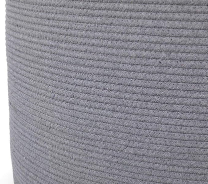 24" x 24" x 17" Max Size Large Cotton Rope Basket, Extra Large Storage Basket, Woven Laundry Hamper, Cloth Storage Bin, for Blankets Clothes Towels Pillows in Living Room, Full Grey
