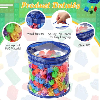 3 Packs Toy Storage Bags Transparent Clear PVC Storage Organizer with Zippered, Kids Waterproof Toy Bags for Board Games, Building Blocks, Puzzles and Small Toys (Red, Yellow and Blue)