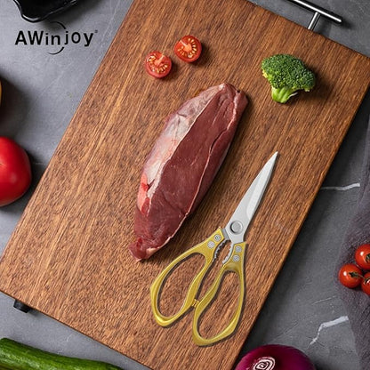 Kitchen Scissors, Heavy Duty Sharp Kitchen Shears, Dishwasher Safe, Multipurpose Cutting Scissors for Kitchen, Meat, Chicken, Fish, Poultry, Herbs, Bread, Kitchen Gadgets, Gift (Gold)