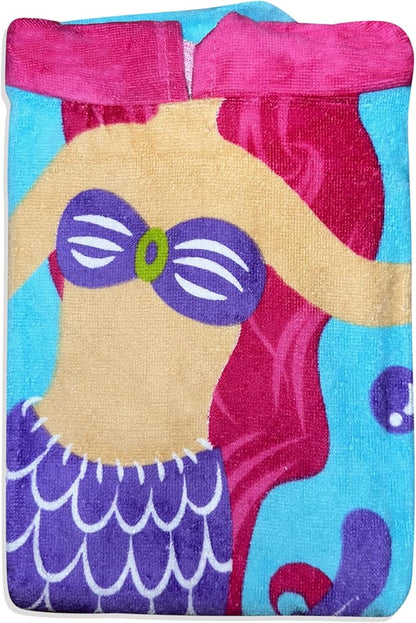 Ariel Body Cut Out Microfiber Hooded Poncho Girls Fast Absorbent Beach Towel