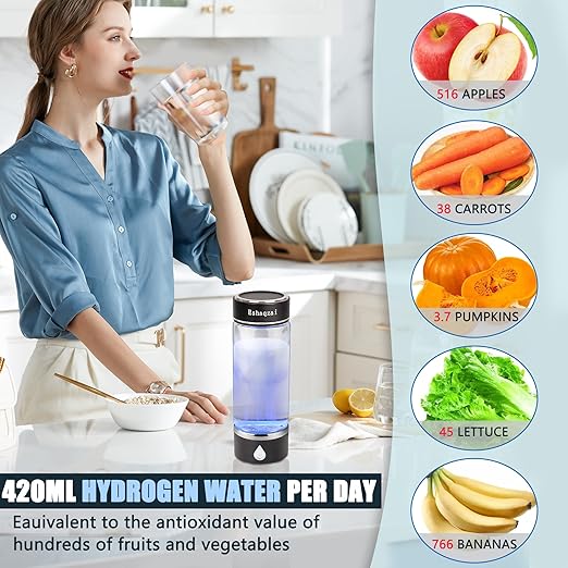 2024 Hydrogen Water Bottle Generator with 3-Minute Rapid Electrolysis Portable Hydrogen Rich Water Maker with PEM & SPE Technology Ionized Water Generator for Enhancing Water Quality.