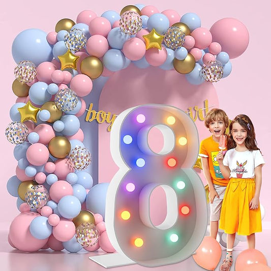 4FT Marquee Light Up Numbers Marquee Numbers 8, Choose Your Color, NO Glue Gun Needed, Birthday Decorations