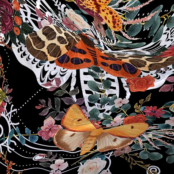 AILONEN Death Moth Shower Curtain,Sun Moon Shower Curtain Set for Kids Girls Boys,Boho Natural Plants Bathroom Decor Shower Curtain with 12 Hooks,60" W*72" H