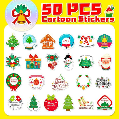 Christmas Stickers 50PCS, Lifany Christmas Stickers for Kids and Teens, Vinyl Stickers for Students Stocking Stuffers Christmas Party Favors,Christmas Crafts for Kids