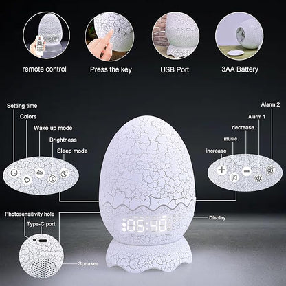 Alligator Egg Night Light for Bedroom, Remote Control & White Noise Bluetooth Speaker, 14 Colors LED Night Lights for Kids Room, Best Gift & Decoration for Children's and Adults' Bedroom