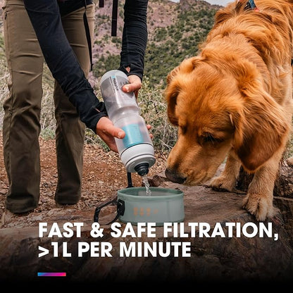 HydraPak Breakaway+ 30oz / 880ml Filtered Squeeze Water Bottle - For Cycling, Hiking, & More - Fits Bike Cages & Backpack Pockets, Integrated Water Filter, BPA-Free