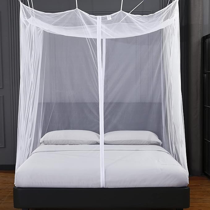 Mengersi Mosquito Net for Bed Canopy with Zipper,Canopy Bed Curtains Single Full,Queen King Size Bed,Mosquito Netting for Patio,Camping,Bug Net for Camping,White