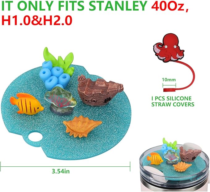 ADAH Charms Compatible with Stanley Cup Accessories,Charms for Stanley Cups H1.0&H2.0 Accessories 40oz with Silicone Straw Cover (A)