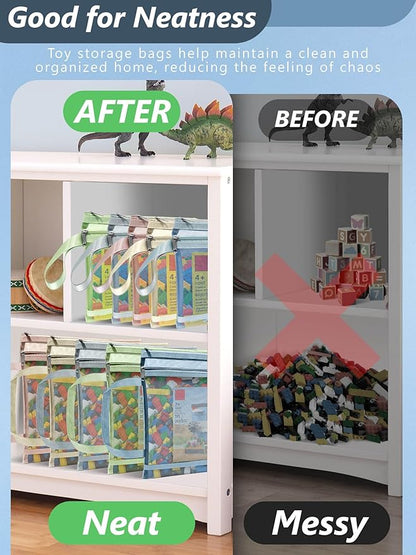 A4A5-1Layers 10 Pack Colored Mesh Zipper Pouch Bags, Double-Layer Nylon Puzzle Building Block Sets Toy Storage & Organization, Breathable See Through Zipper Pouch