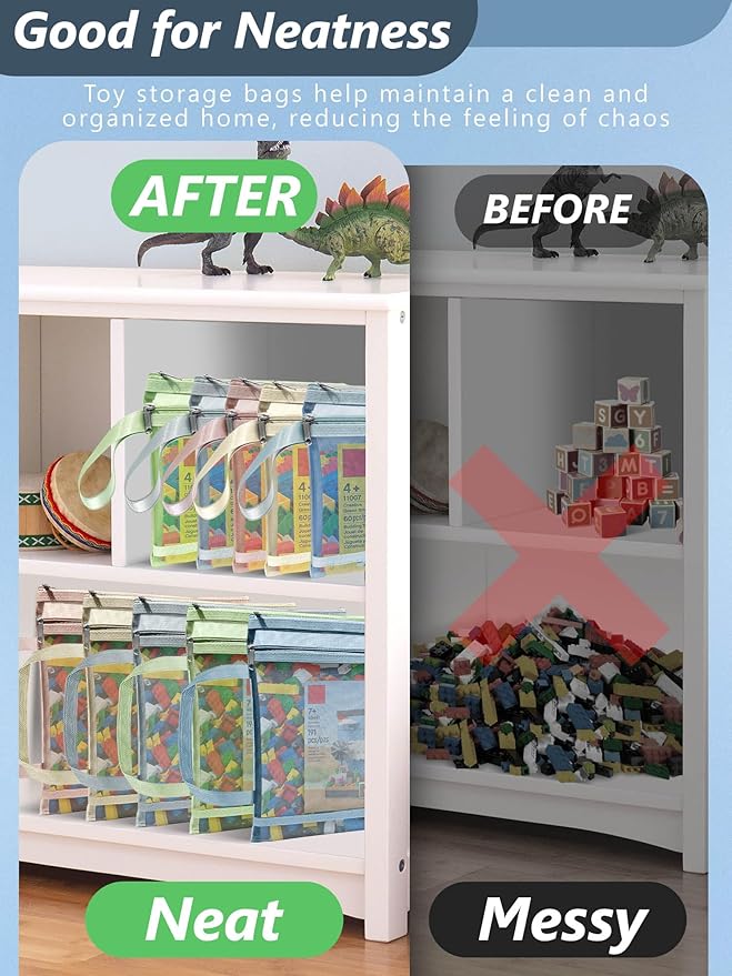 A4A5-2Layers 10 Pack Colored Mesh Zipper Pouch Bags, Double-Layer Nylon Puzzle Building Block Sets Toy Storage & Organization, Breathable See Through Zipper Pouch