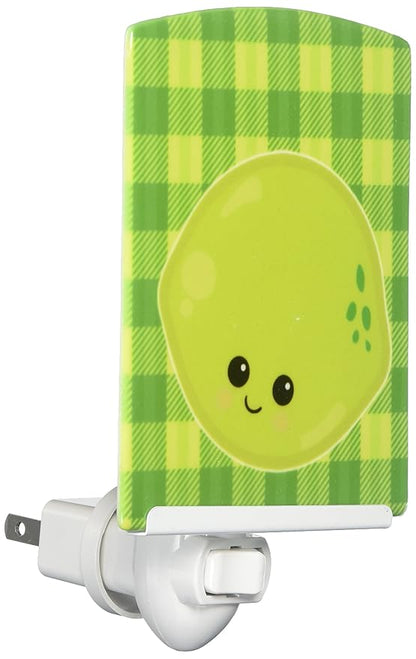Caroline's Treasures BB6988CNL Lime Face Ceramic Night Light Compact, UL-Certified, Ideal for Bedroom, Bathroom, Nursery, Hallway, Kitchen, 6x4x3, Multicolor