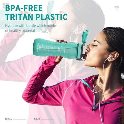 25oz Kids Sports Water Bottles for School with Spout Lid (Green)