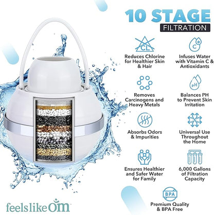Advanced Bath Water Filter - 10-Stage Filtration| BPA-Free | Easy Install | Bath Filter for Tub - Bath Ball Filter Reduces Chlorine & Heavy Metals, Balances pH, Infuses Vitamin C