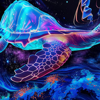 AILONEN Colorful Sea Turtle Shower Curtain for Bathroom,Beautiful Turtle with Jellyfish Bath Curtain for Kids,Boys,Girls,Ocean Animal Waterproof Fabric Shower Curtain Set with Hooks,72" W*84" H