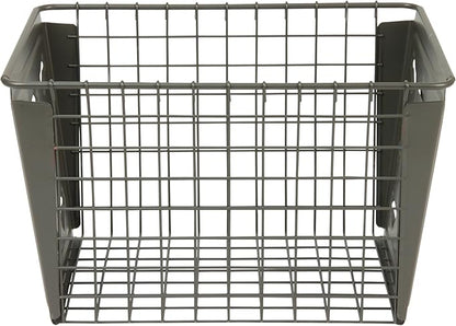 Spectrum Diversified Macklin Basket Steel Bin Bone Design, Pet Accessory Rust-Resistant Finish, Dog Toy Organization & Storage, Medium, Industrial Gray