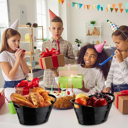 6 Pieces Ice Buckets Bulk, Plastic Ice Buckets with Handles, Oval Storage Tub, Large Capacity Ice Drink Bucket for Party Bar Wine Beer Champagne Beverage Bottle Cooler (Black,4.5 Liter)