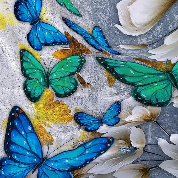 AILONEN Colorful Butterfly Shower Curtain for Girls Women Retro Flower Butterfly Bathroom Decor,Flying Butterfly Vintage Bath Curtain 72" W*84" H Polyester Waterproof Bathroom Curtain with 12 Hooks