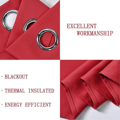 Red Valance for Kitchen Blackout Grommet Curtain Valance Window Treatment for Living Room Short Straight Drape Valance for Bedroom Kids Room/Basement/Loft 100X18 Inch Long 1 Panel