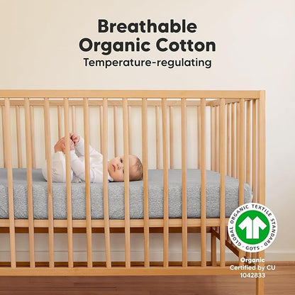 2-Pack Organic Crib Sheets for Boys, Girls - Jersey Fitted Crib Sheet, Baby Crib Sheets Neutral, Crib Mattress Sheet, Cotton Crib Sheets, Breathable Crib Sheet, Baby Mattress Sheets (Cloud)