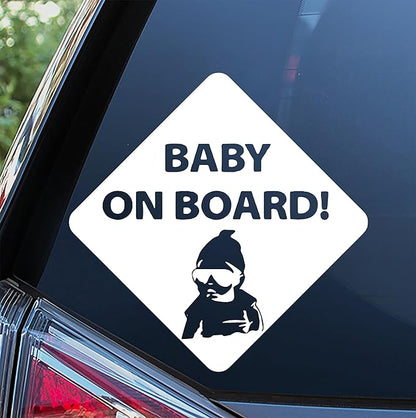 Baby On Board Sticker Viynl Decal Sticker for Windows, Car Sticker | Cars Trucks Vans, Bumper Sticker, Size: 5inch (White)