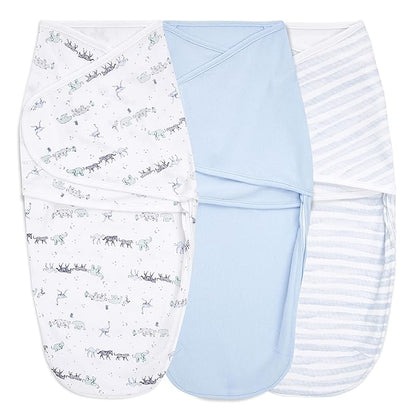 aden + anais, Cotton Knit Baby Wrap, Newborn Wearable Blanket, 3 Pack, Rising Star, 0-3 Months