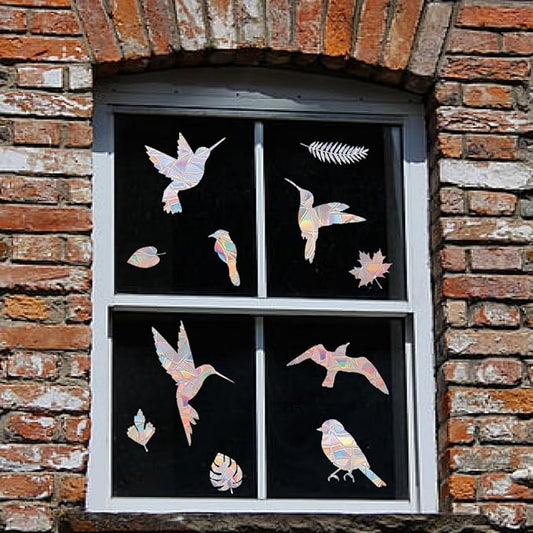 22 Pieces Anti Collision Window Decals for Bird Strikes Colorful Glass Sticker Bird Leaf Window Decals No Glue Required Electrostatic Sticker