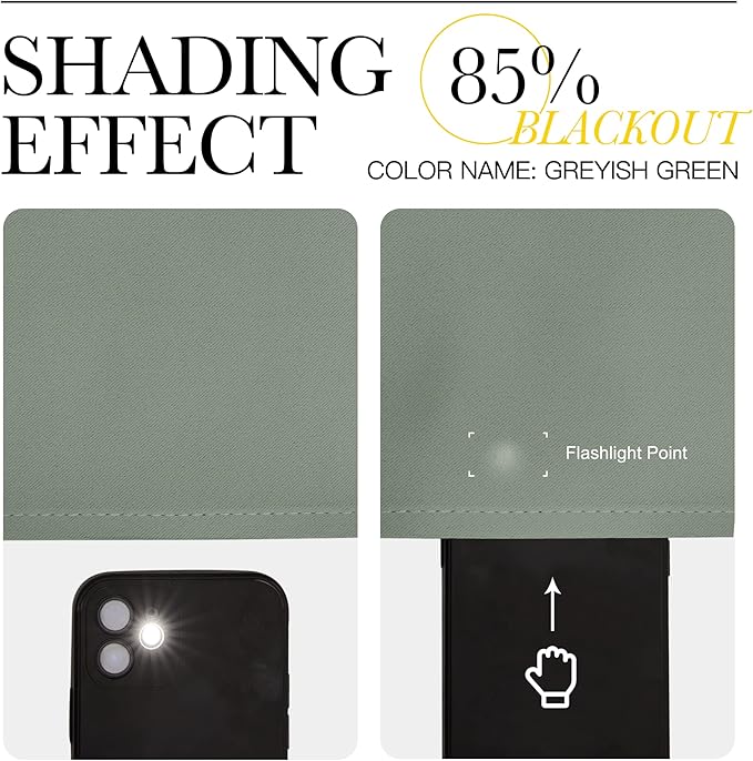 NICETOWN Greyish Green Room Darkening Curtains for Kitchen, Window Treatment Thermal Insulated Solid Grommet Room Darkening Curtains/Drapes for Bedroom (Set of 2, 42 inches Wide by 48 inches Long)