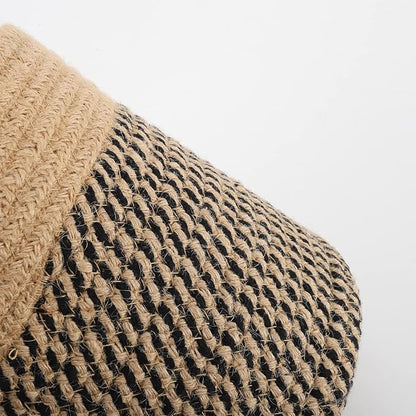 Hanging Basket(2Piece) Wall Woven Cotton Rope Storage Basket with Leather Decorative Baskets Organizer for Kitchen Office Bedroom,Plants,Towels, Toys