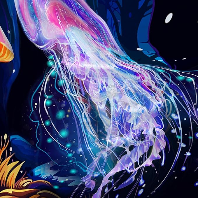 AILONEN Beautiful Jellyfish Shower Curtain,Magic Mushroom Waterproof Fabric Bath Curtain for Kids Girls,Boho Style Mysterious Planet Shower Curtain Set for Bathroom, 72" W*84" H