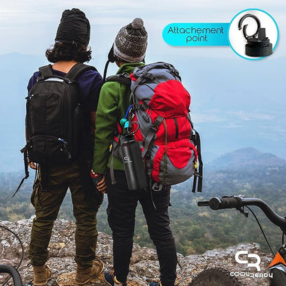 40oz Stainless Metal Black Water Bottle with Straw - Handle Lid, Thermos Coffee Travel Lid and Chug Lid - Double Walled Steel Sports Bottle - Work Out Bottle – Leak Proof -