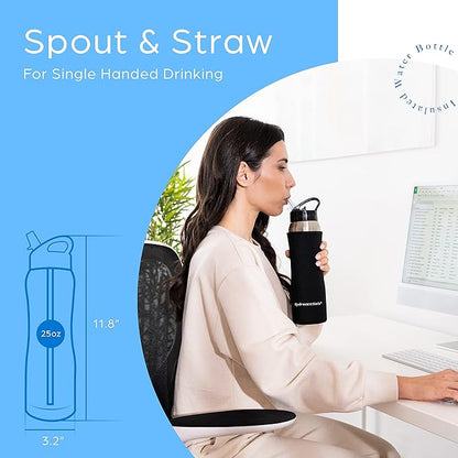 Insulated Stainless Steel Metal Water Bottle with Straw Lid - Vacuum Insulated Water Bottles, Keeps Hot and Cold - Sports Canteen Bottle