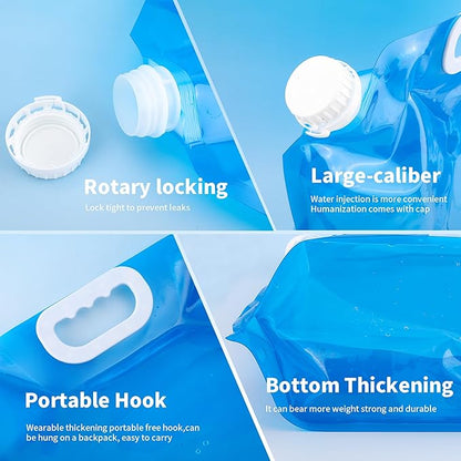 Collapsable Emergency Water Storage Bag Bundle Total 4 Pack Each 2.6 Gallon, BPA Free Food Grade Plastic Storage Water Jug, No-Leak Foldable Portable & Freezable Camping Water Container Bag