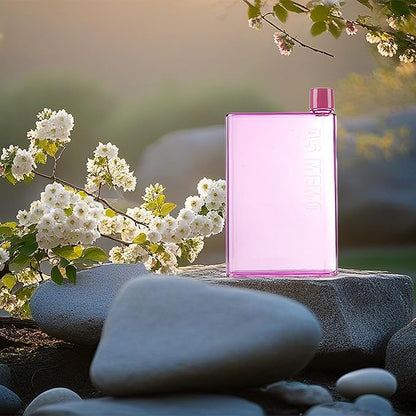 IUI Flat Water Bottle 14 oz, Leak Proof and Slim Reusable Flat Water Bottle, Portable Cute Water Bottle for Purse Pocket School Sports Travel Red