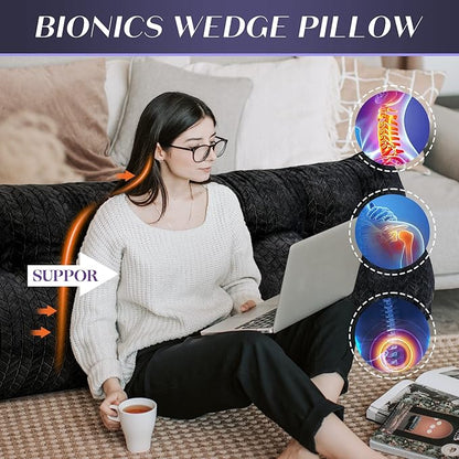 Triangular Wedge Headboard Pillow Large Bolster Bed Rest Reading Pillow Backrest Positioning Support Bolster Cushion with Removable Cover